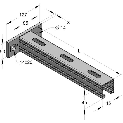 Fertigkonsole C-Profil 45/45/2 Q, Konsole C-Profil Platte quer